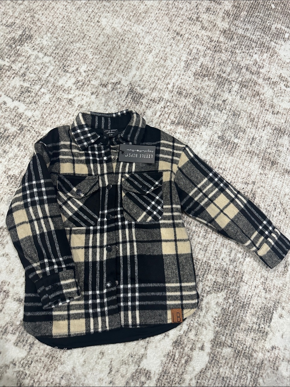 Little Bipsy Black & Cream Plaid Shirt-Jacket